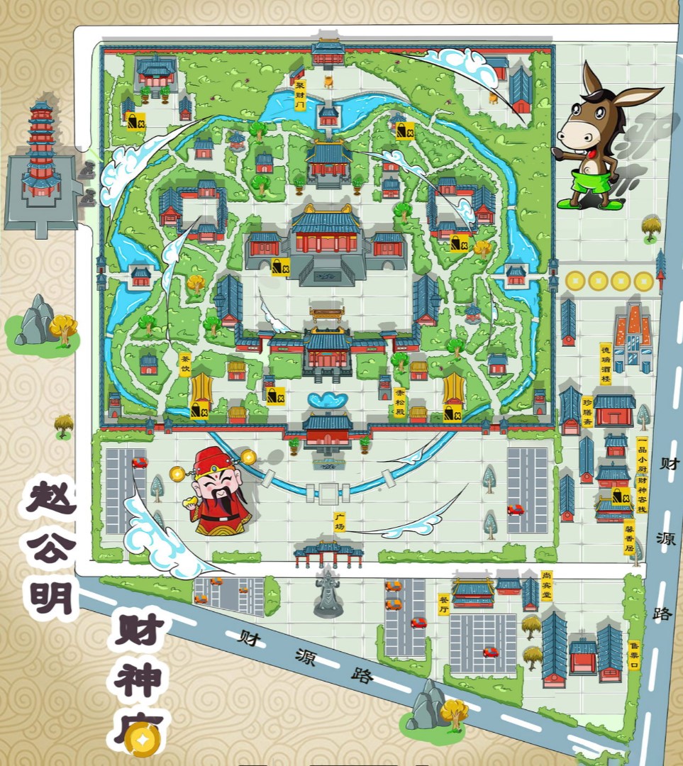 泸西寺庙类手绘地图